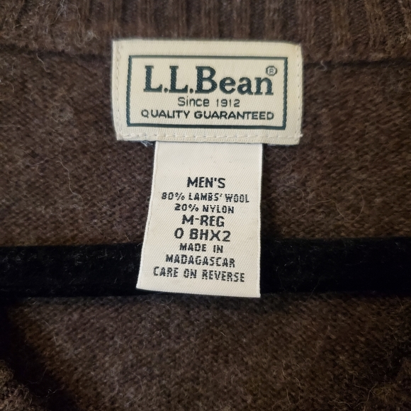 L.L. Bean Wool Blend V-Neck Brown Sweater Size Medium - Picture 4 of 5